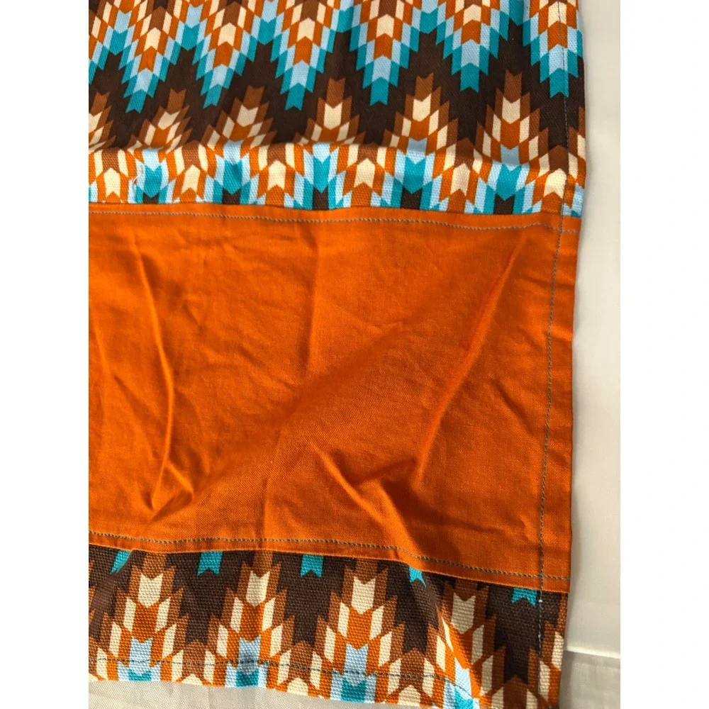 Handmade Kids Apron Initial L Brown Blue Orange Chevron Pattern Crafting Cooking